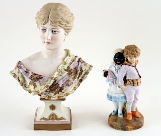 GROUP OF TWO CONTINENTAL PORCELAIN FIGURES