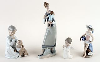 COLLECTION OF FOUR LLADRO PORCELAIN FIGURES