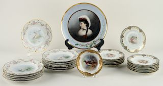 COLLECTION 26 HAND PAINTED PORCELAIN PLATES