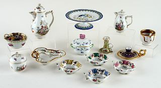 14 PC. CONTINENTAL HAND PAINTED PORCELAIN ITEMS