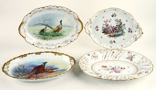 COLLECTION OF 4 CONTINENTAL PORCELAIN PLATTERS