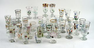 36 PC. COLLECTION CONTINENTAL ENAMELED GLASSWARE