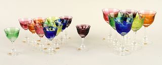 18 PIECES OF MOSER CUT TO CLEAR CRYSTAL STEMWARE
