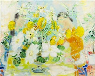 Le Pho, (French/Vietnamese, 1907-2001), Two Figures with a Bouquet