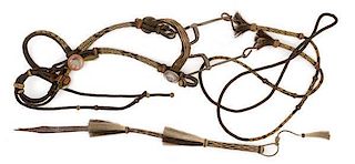 Hitched Horsehair Bridle and Reins with Matching Quirt from Walla Walla Prison, Walla Walla, WA 