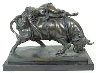 Artist Unknown, Women On Bull Bronze Sculpture