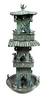A Rare Chinese Green Glazed Pottery Watch Tower