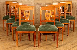 SET 8 FRENCH CHERY DINING CHAIRS CIRCA 1950