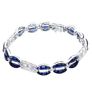 Sapphire, Diamond and 14K Gold Bracelet