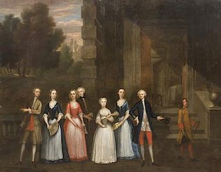Charles Philips, (British, 1708-1748), The Fredrick Family, Standing on the Terrace of a Country House
