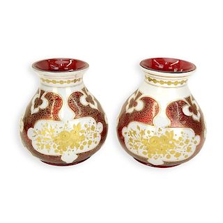 Pair Bohemian Glass Vases