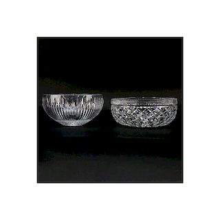 Two (2) Waterford Crystal Round Bowls. Each signed appropriately. One in the "Carina" Pattern other