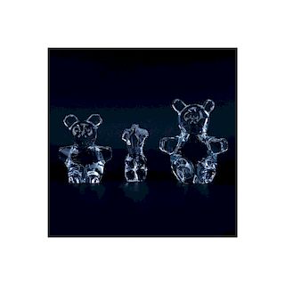 Two (2) Daum Crystal Bear Figurines and a Daum Nude Torso Figure. Signed. Good condition. Larger be