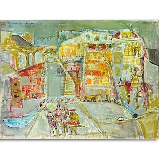 Maurice Boulnois, France (1918-2011) Oil on Canvas, Abstract Street Scene, Signed and Dated 1962 To