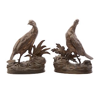 Jules Moigniez. Pair of Partridges, Bronze