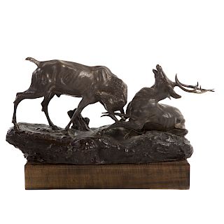 Thomas Francois Cartier. "Cabat de Cerfs," Bronze