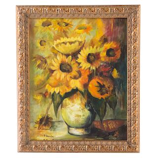 Charlotte Darche. "Sunflower," Oil on Canvas