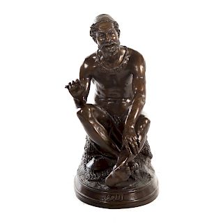 Charles Ponsin-Andarahi. Seated Figure, Bronze