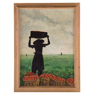 James Dixon. "Tomato Harvesting," Oil on Canvas