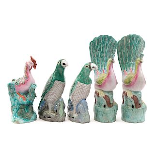 Five Chinese Export Porcelain Birds