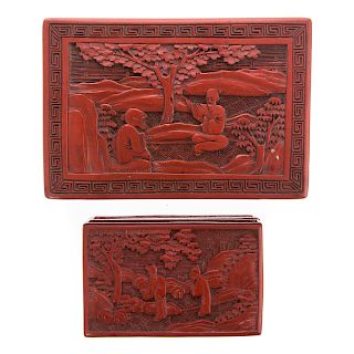 Two Chinese Cinnabar Lacquer Boxes