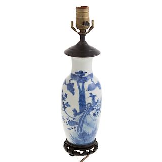 Chinese Export Blue and White Vase Lamp