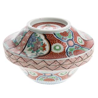 Large Japanese Imari Porcelain Covered Bowl