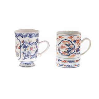 Two Chinese Export Porcelain Canns