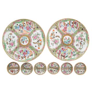 Chinese Export Rose Medallion Plates & Butter Pats