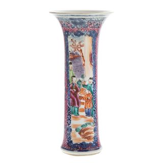 Chinese Export Mandarin Palette Trumpet Vase