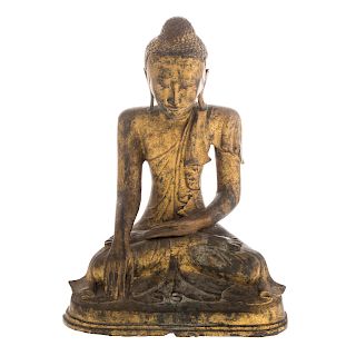 Burmese Gilt Bronze Seated Buddha