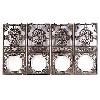 Four Chinese Carved Wood Panels