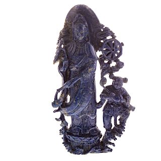 Chinese Carved Lapis Lazuli Quan-Yin