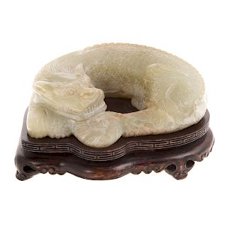 Chinese Carved Jade Sleeping Dragon