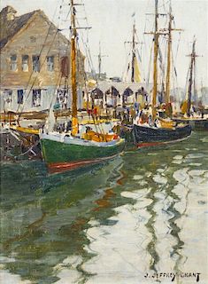 James Jeffrey Grant, (American, 1883-1960), Gloucester Harbor Scene