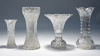 Four American brilliant period cut glass vases