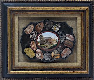 19th C. Italian micro-mosaic plaque of the Colosseum