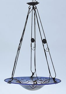 Charder cameo glass Art Deco hanging light fixture