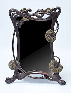 Carved and gilt mahogany Art Nouveau style mirror