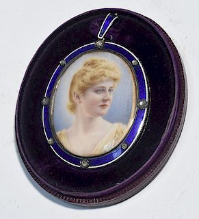 19th/20th C. hand painted oval miniature