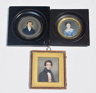 Three 18th/19th C. portrait miniatures