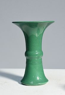 Chinese 18th C. cucumber glaze vase