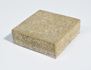 19th C. Chinese carved white lacquer box