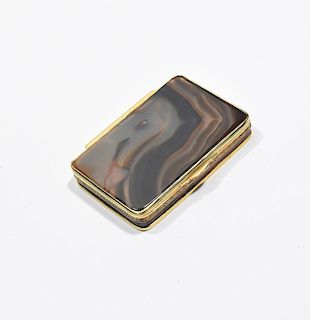 18K yellow gold cigarette case with banded agate cover