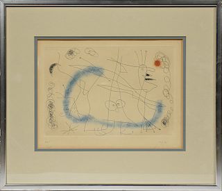 Joan Miro etching and aquatint, pencil signed and numbered