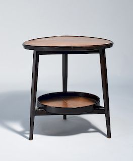 Dunbar two tier end table with ebonized frame
