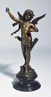 Aug. Moreau bronze of winged figure on marble base