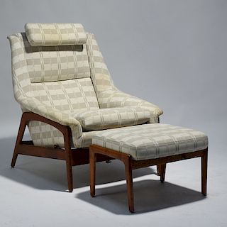 Dux Mid-Century teak reclining chair and ottoman