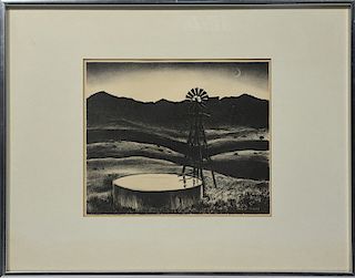 Peter Hurd lithograph The Water Tank