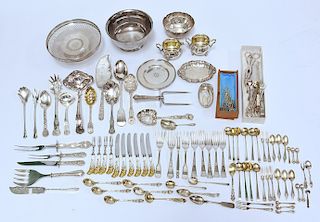 Assorted lot of sterling and silverplate